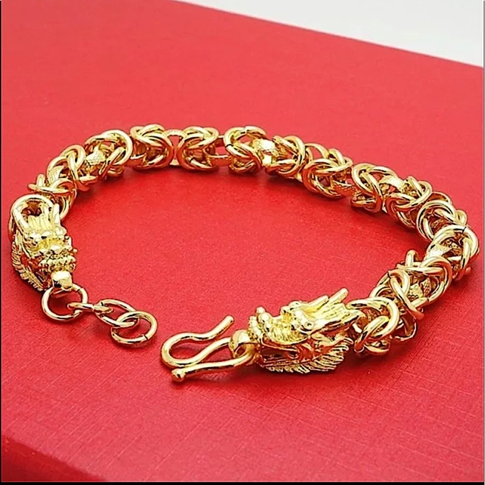 Dragon Hold Plated Byzantine Unisex Bracelet - Picture 2 of 14